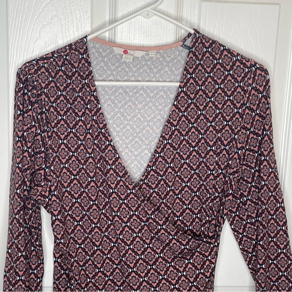 Boden Elodie Jersey Faux Wrap Stretch Jersey Knit Top Diamond Floral Purple 10 - Picture 4 of 14